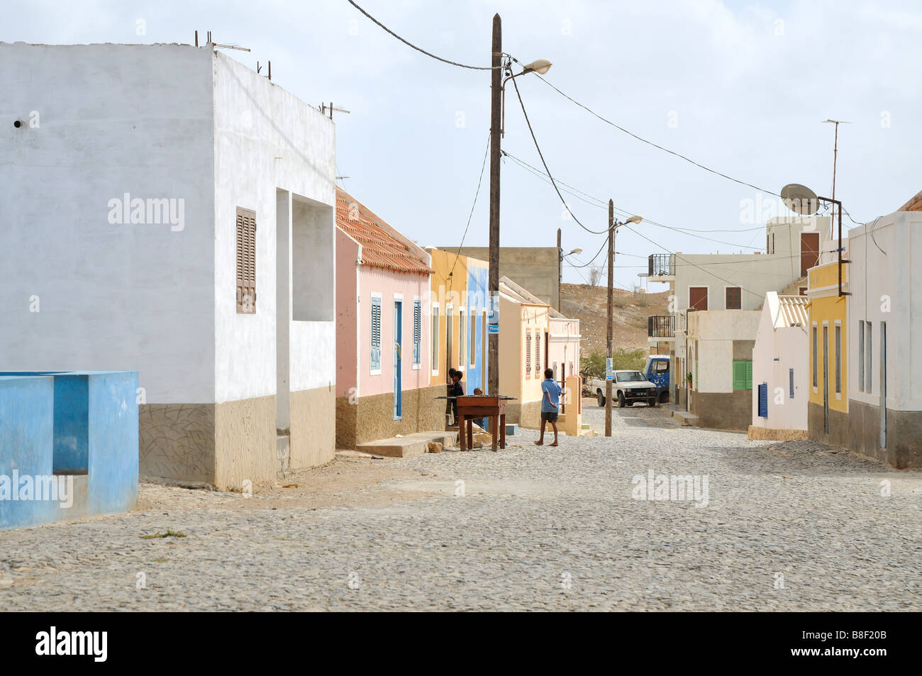Houses in Povacao Velha, Boa Vista Island, Republic of Cape Verde Stock