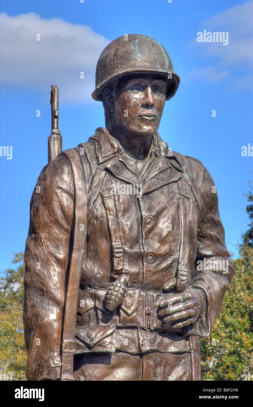 Bronze Statue of WWII Soldier at Lake Eola Park Orlando Florida Stock