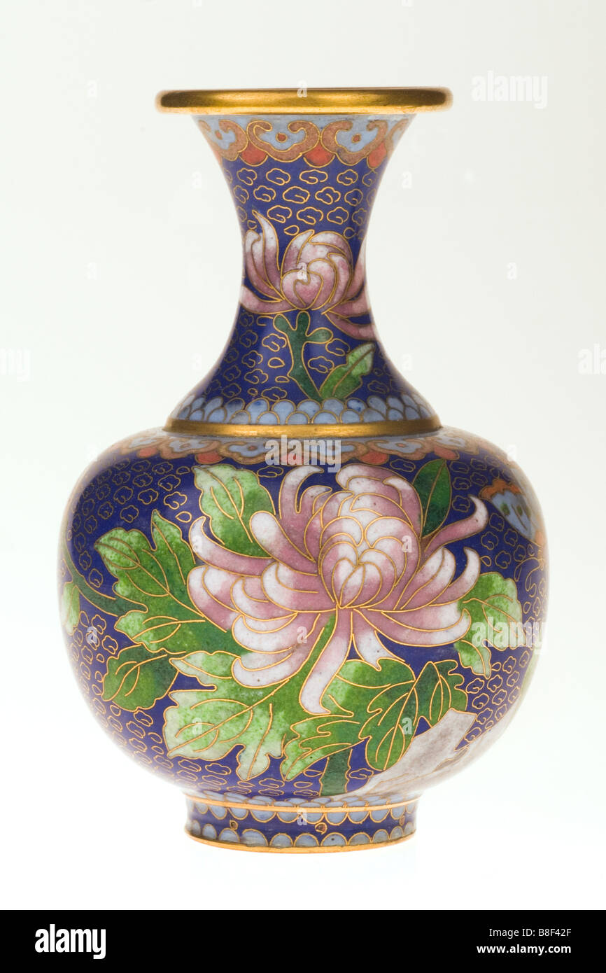 brass enamel chinese vase Stock Photo Alamy