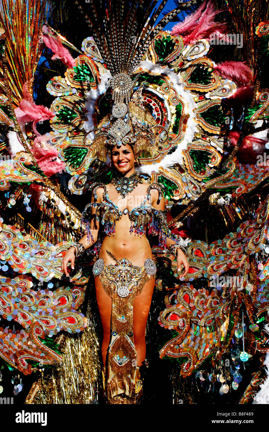 Carnival queen at 2009 Las Palmas carnival on Gran Canaria. Stock Photo