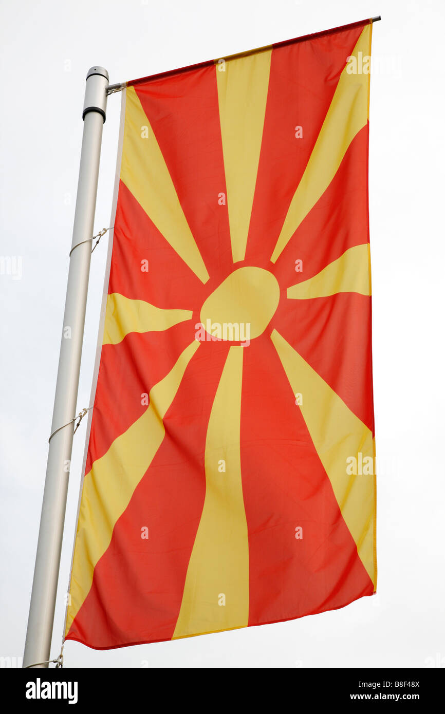 Macedonian national flag Stock Photo Alamy