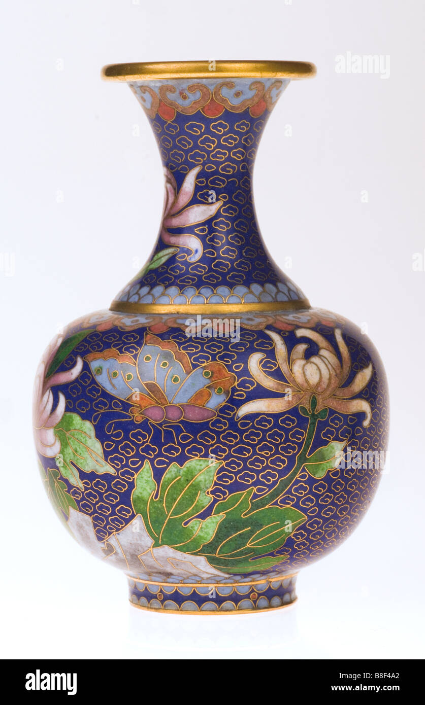 brass enamel chinese vase Stock Photo Alamy