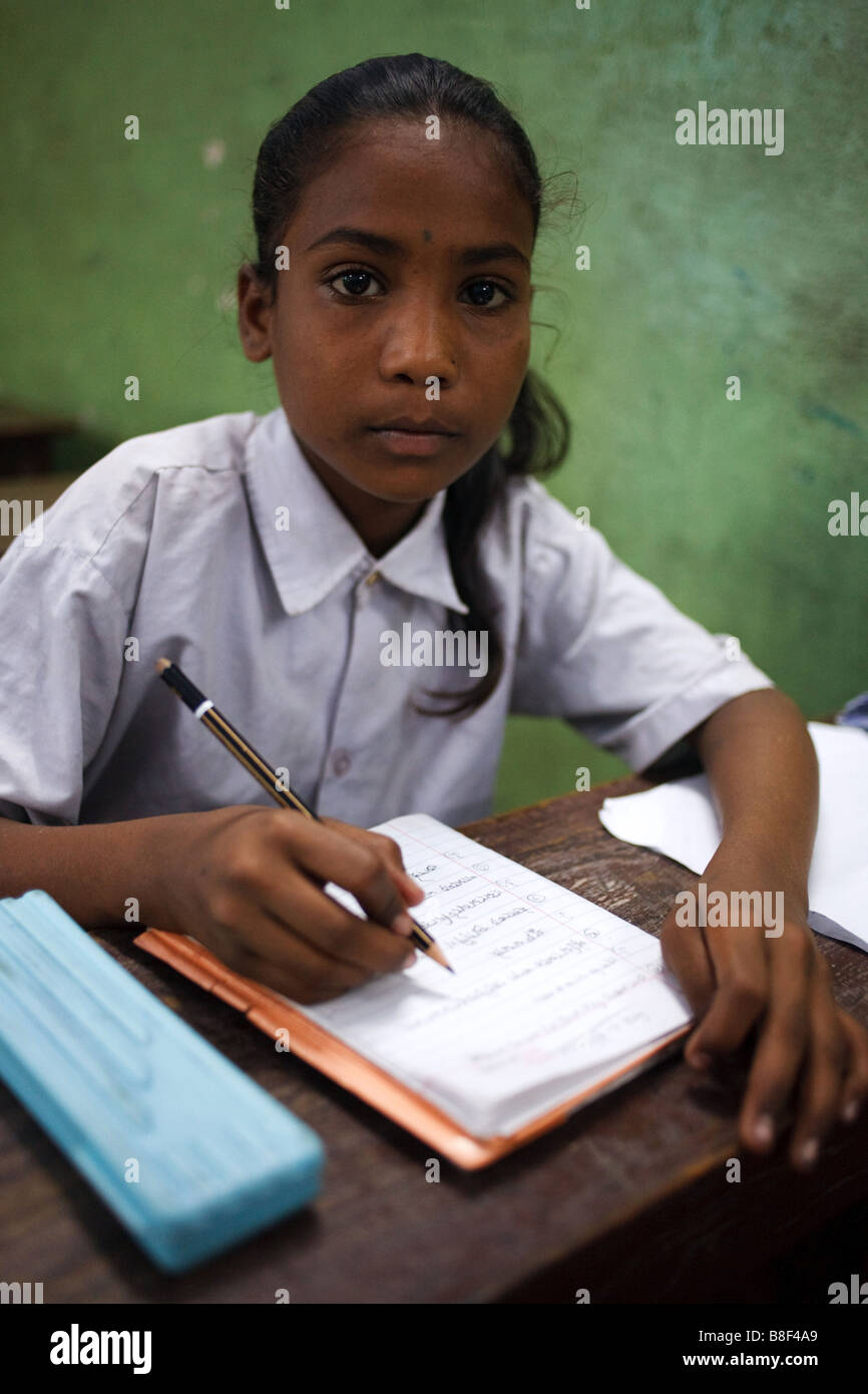 a girl pupil student in a classroom of a public school in Kolkata
