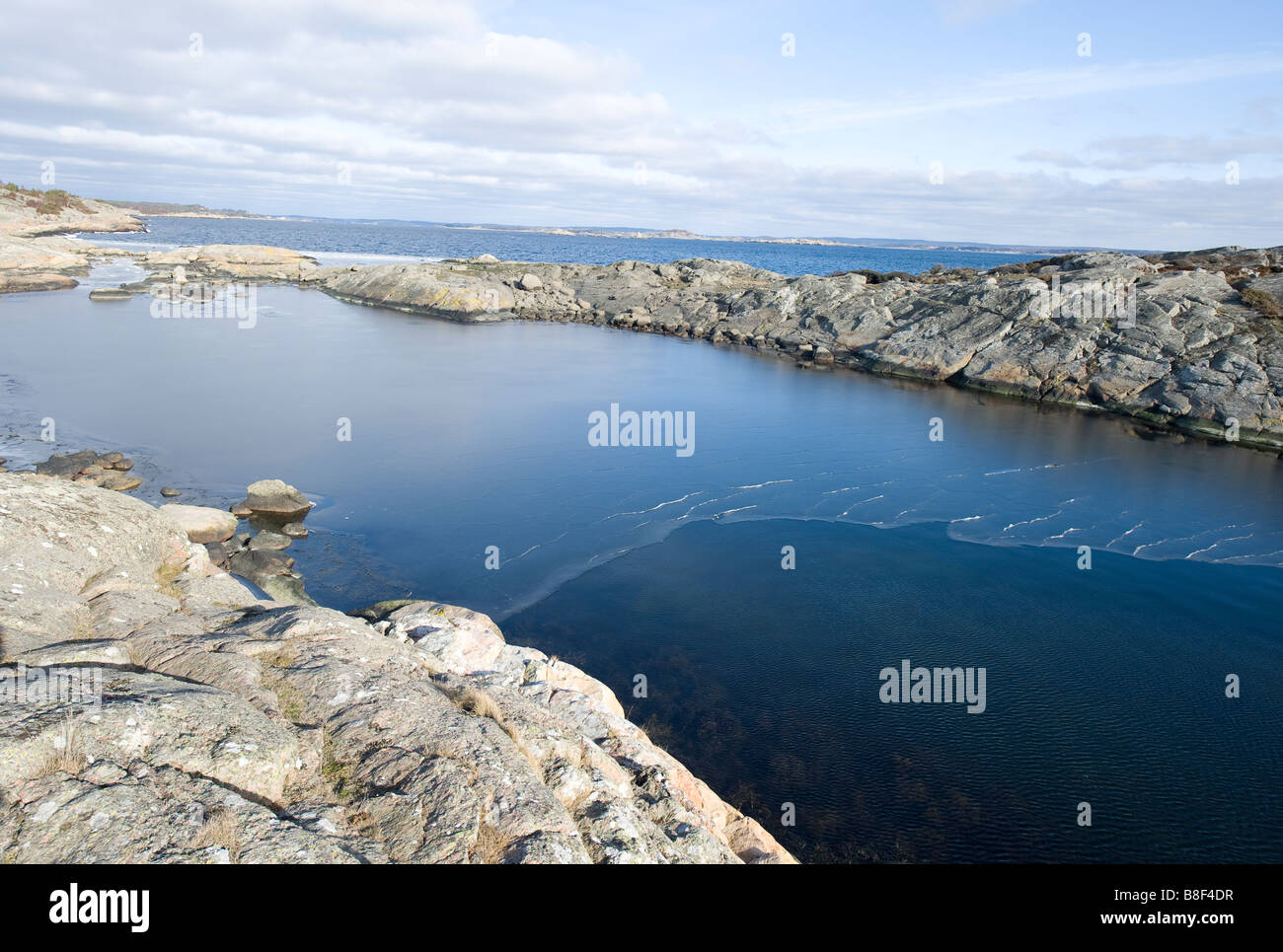 ice on a bay at Onsala peninsula, Sweden Stock Photo