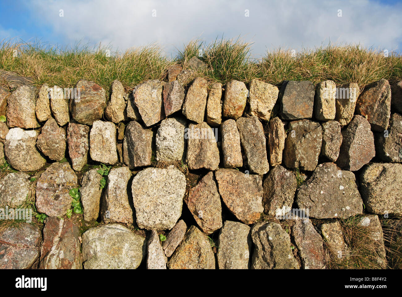 a traditional cornish granite stone hedge Stock Photo