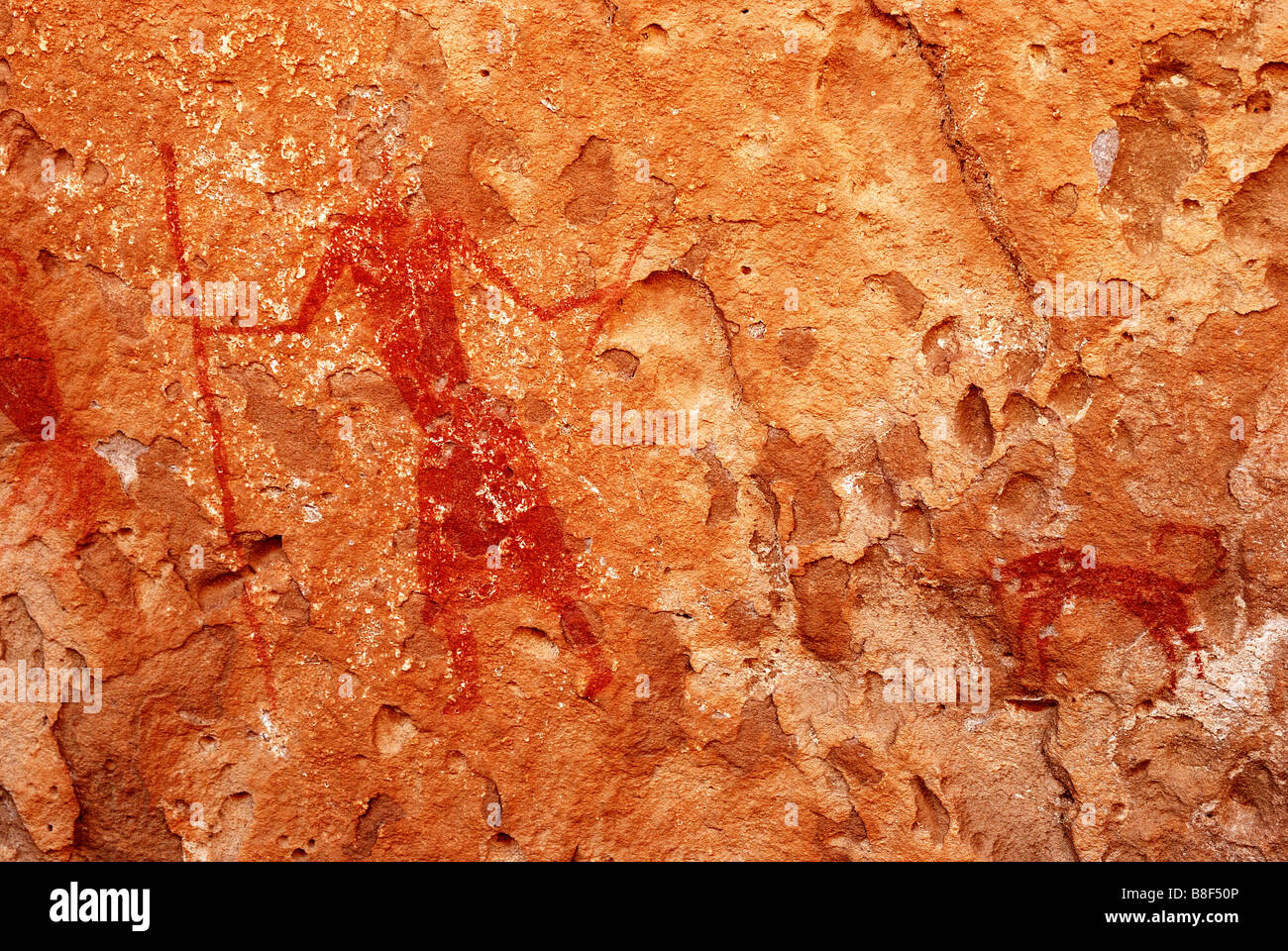 Rock paintings in In Awiss Stock Photo