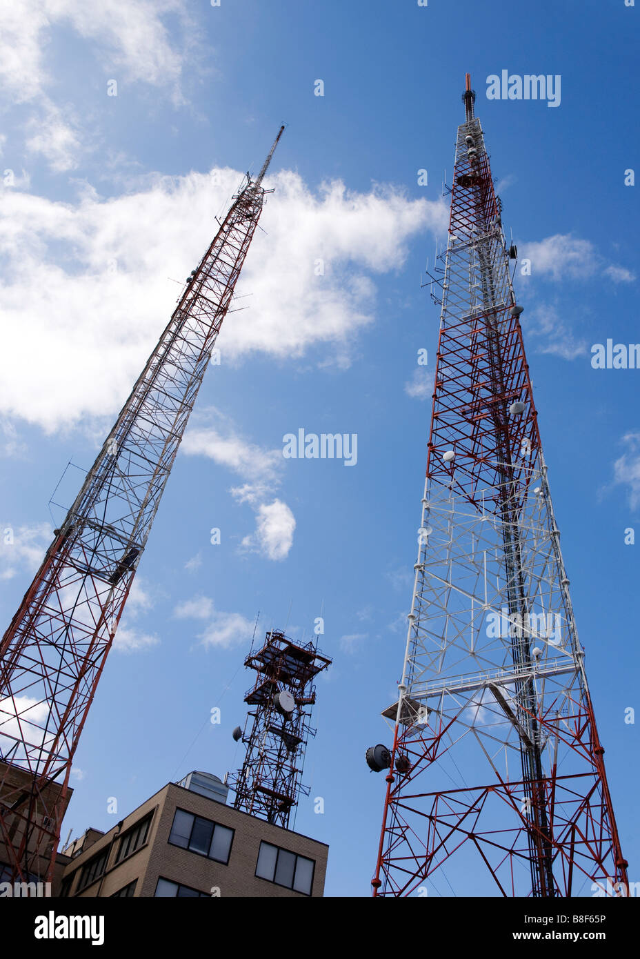 Radio antenna tower Stock Photo