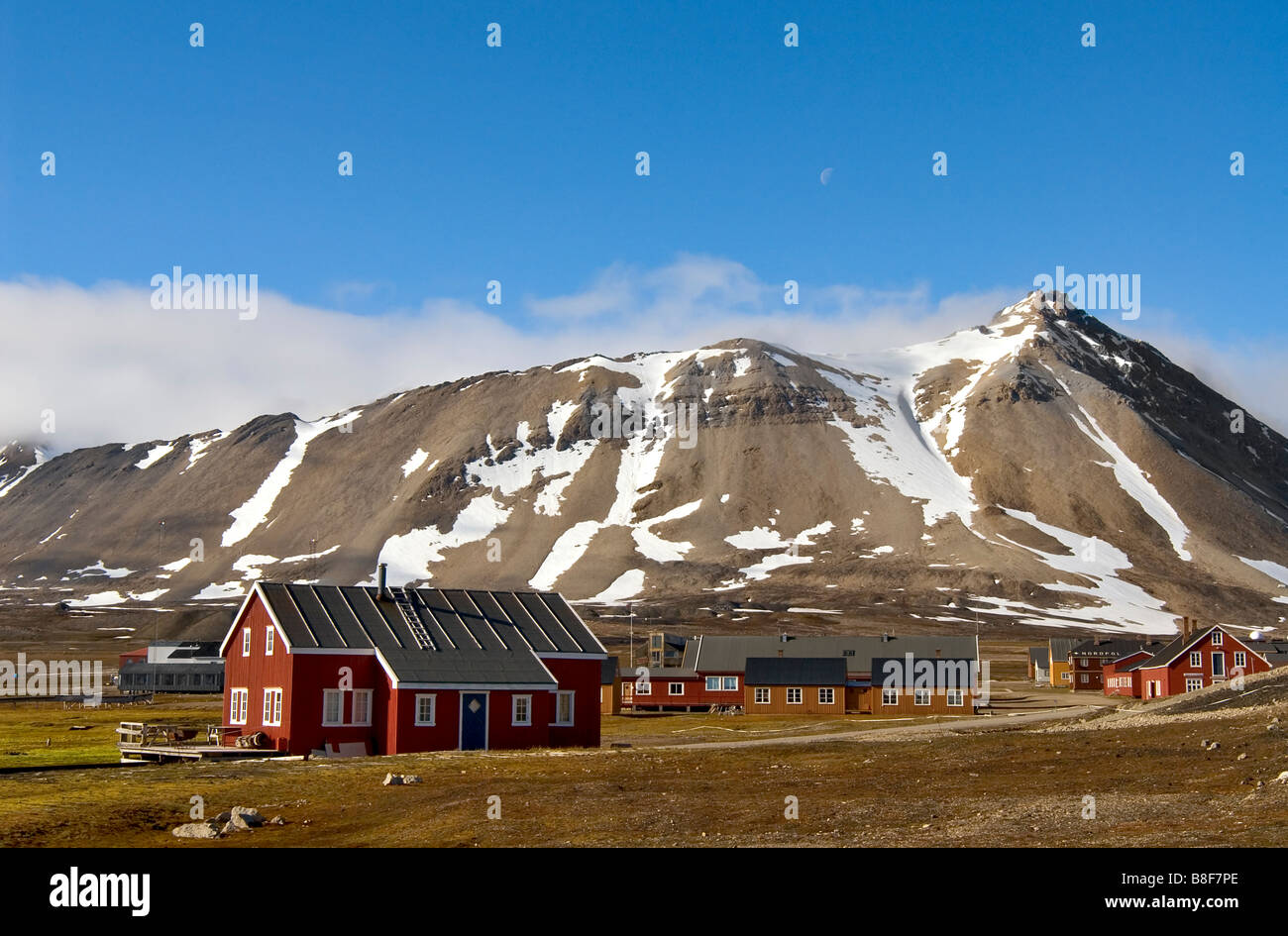Remote village Ny Alesund in Svalbard, Spitsbergen, Norway Stock Photo