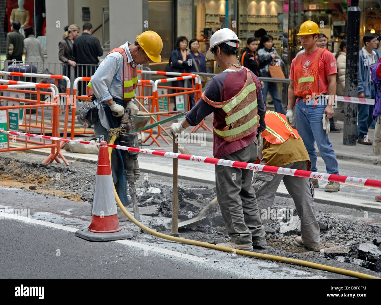 Street workers, Hong Kong, China Stock Photo Alamy
