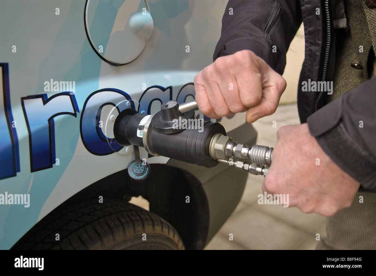 experimental Fiat Doblò van powered by hydrogen gas Stock Photo