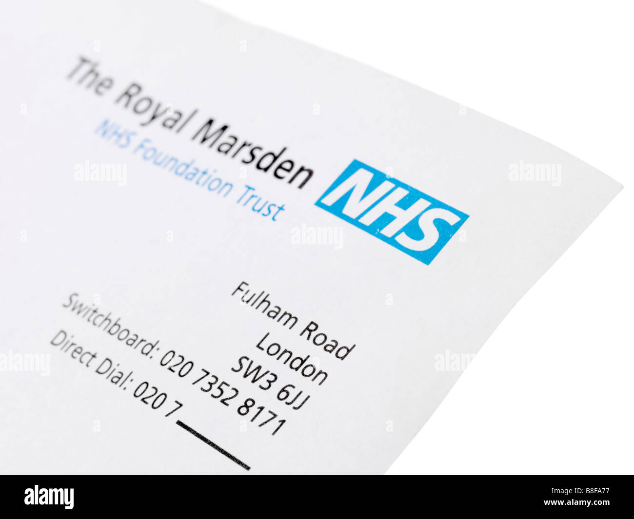 NHS Letterhead Stock Photo Alamy