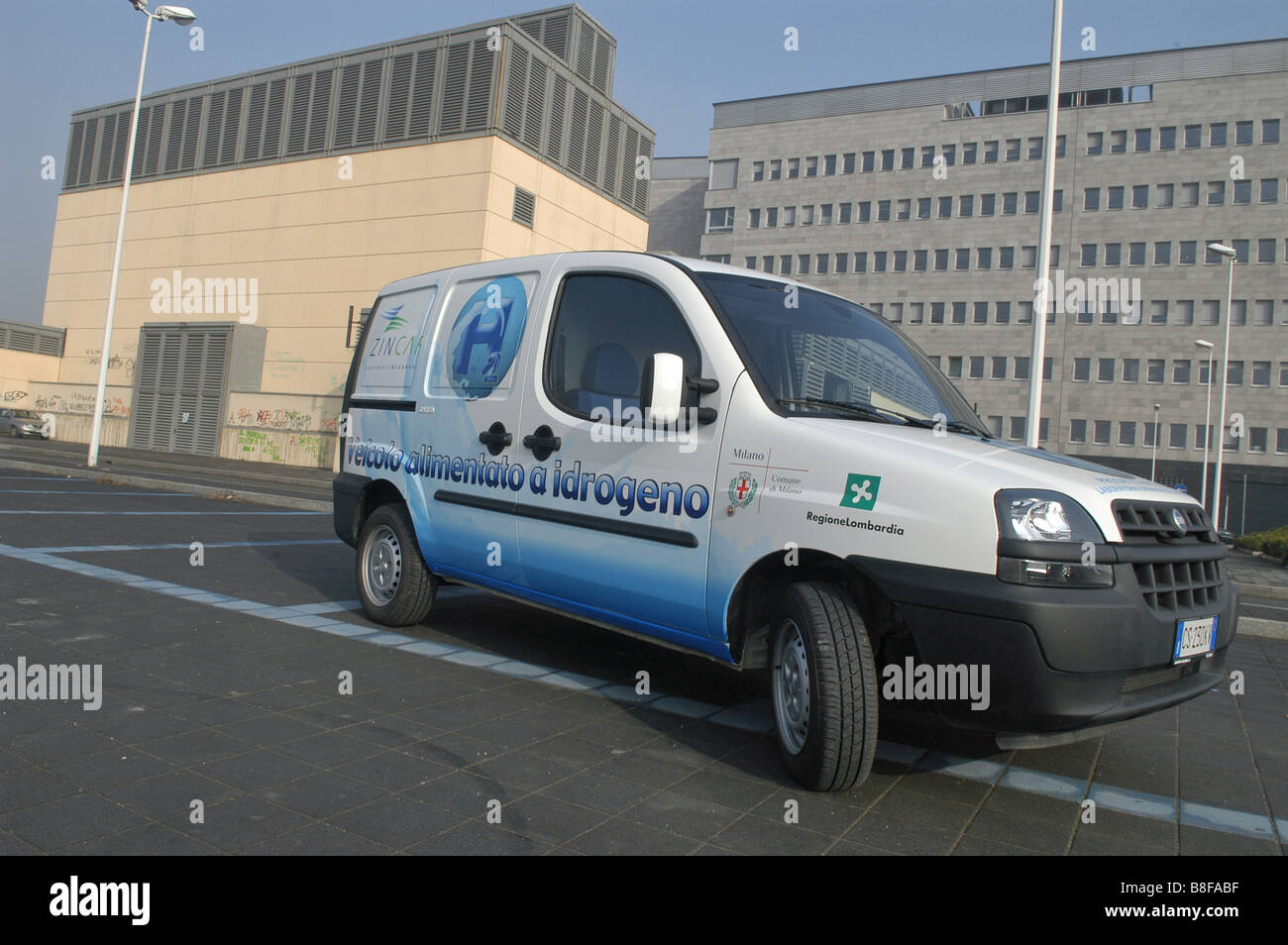 experimental Fiat Doblò van powered by hydrogen gas Stock Photo