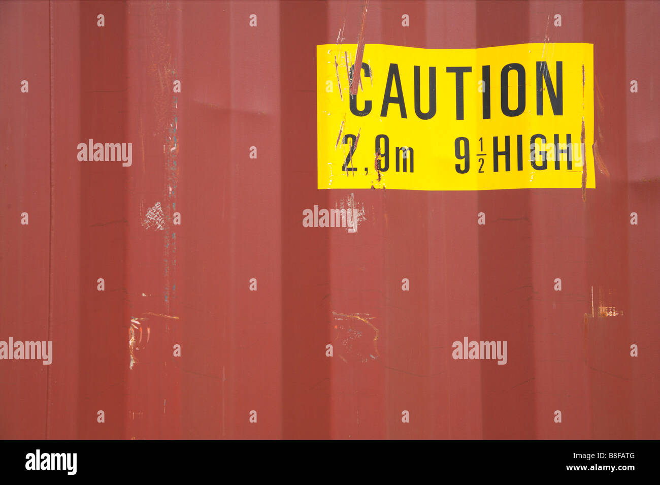 Caution sign on a shipping container Stock Photo Alamy