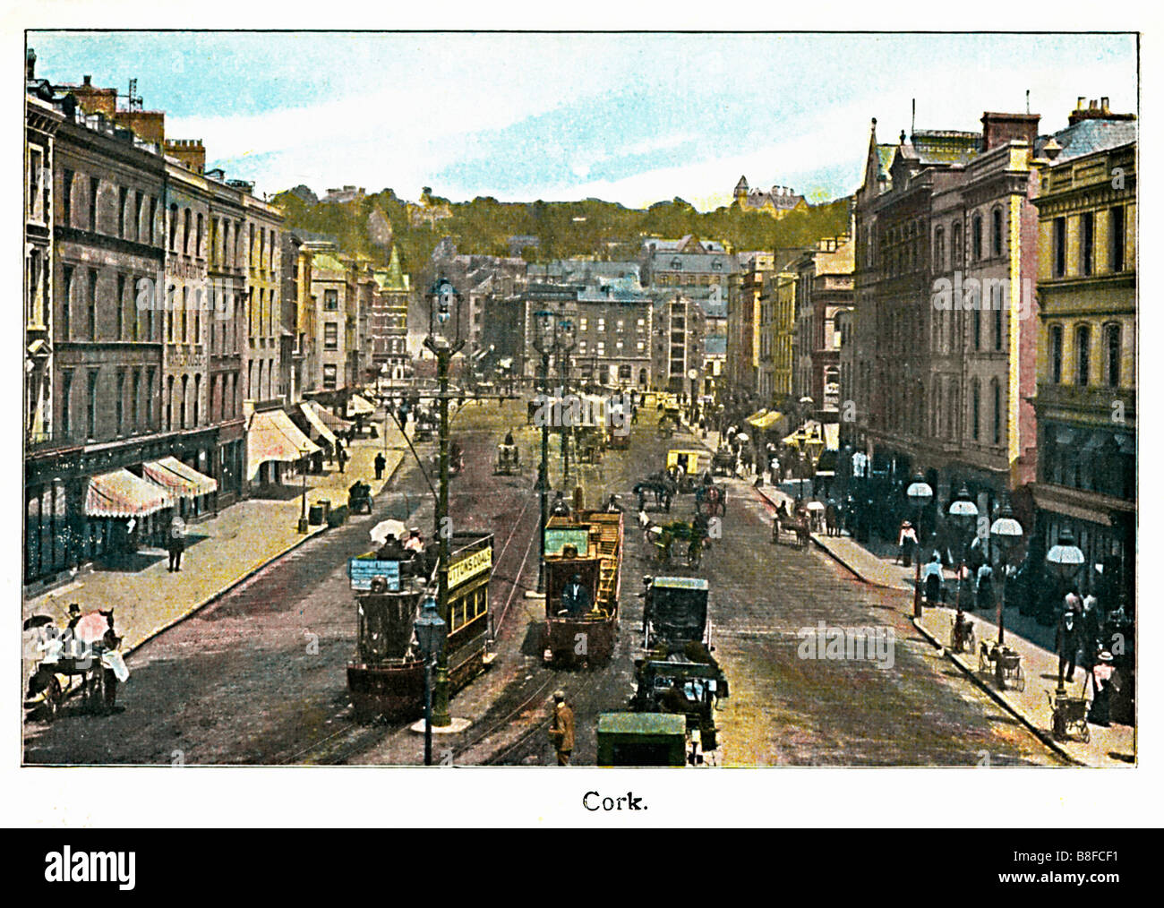 Cork 1910 coloured photograph of the heart of the Irish city in Munster Stock Photo