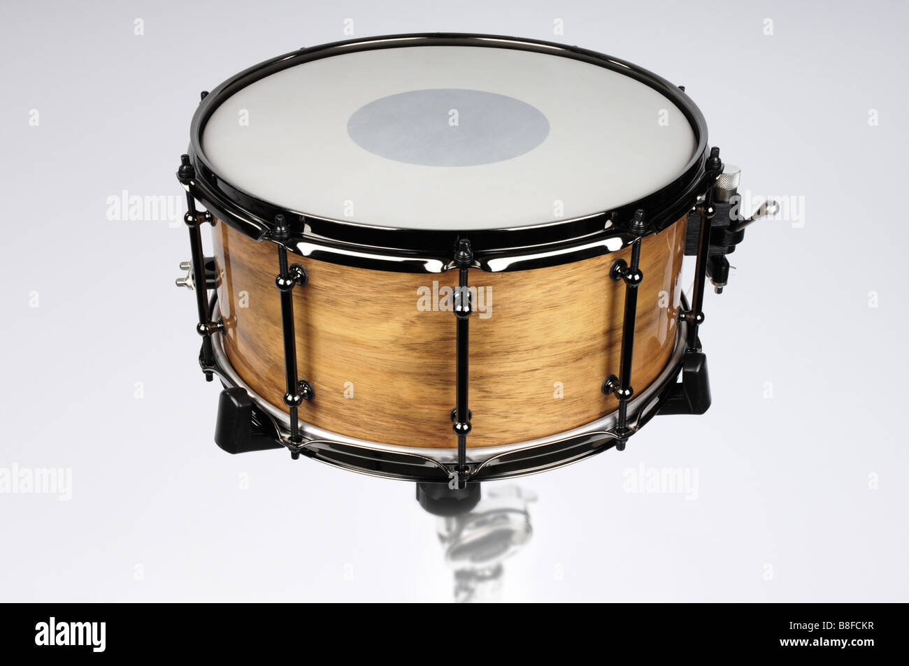 A hand made snare drum made with Australian timber veneer by Shannon
