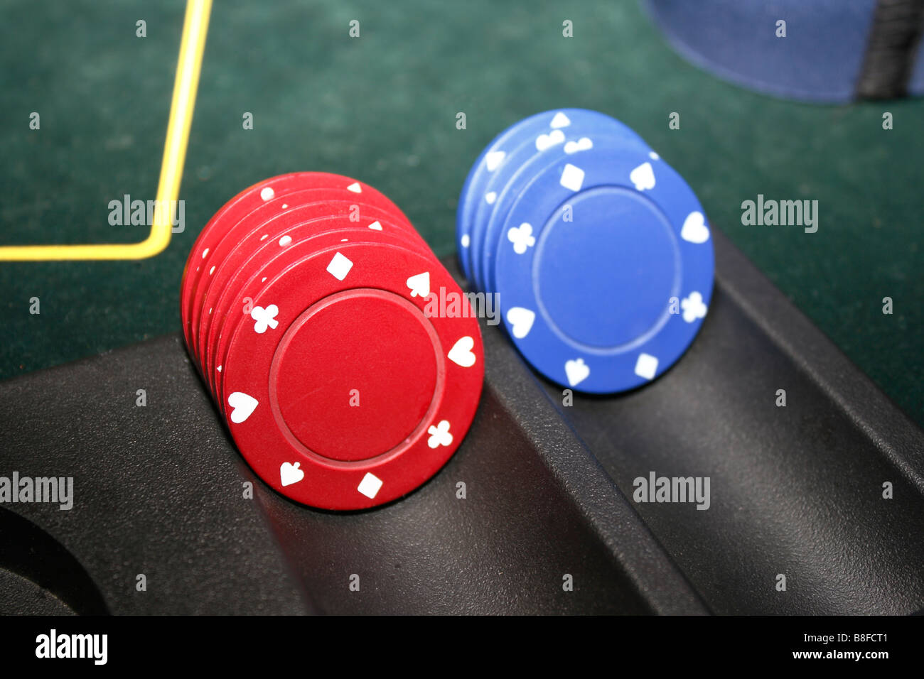 Poker Chips on a Playing Table Stock Photo - Alamy