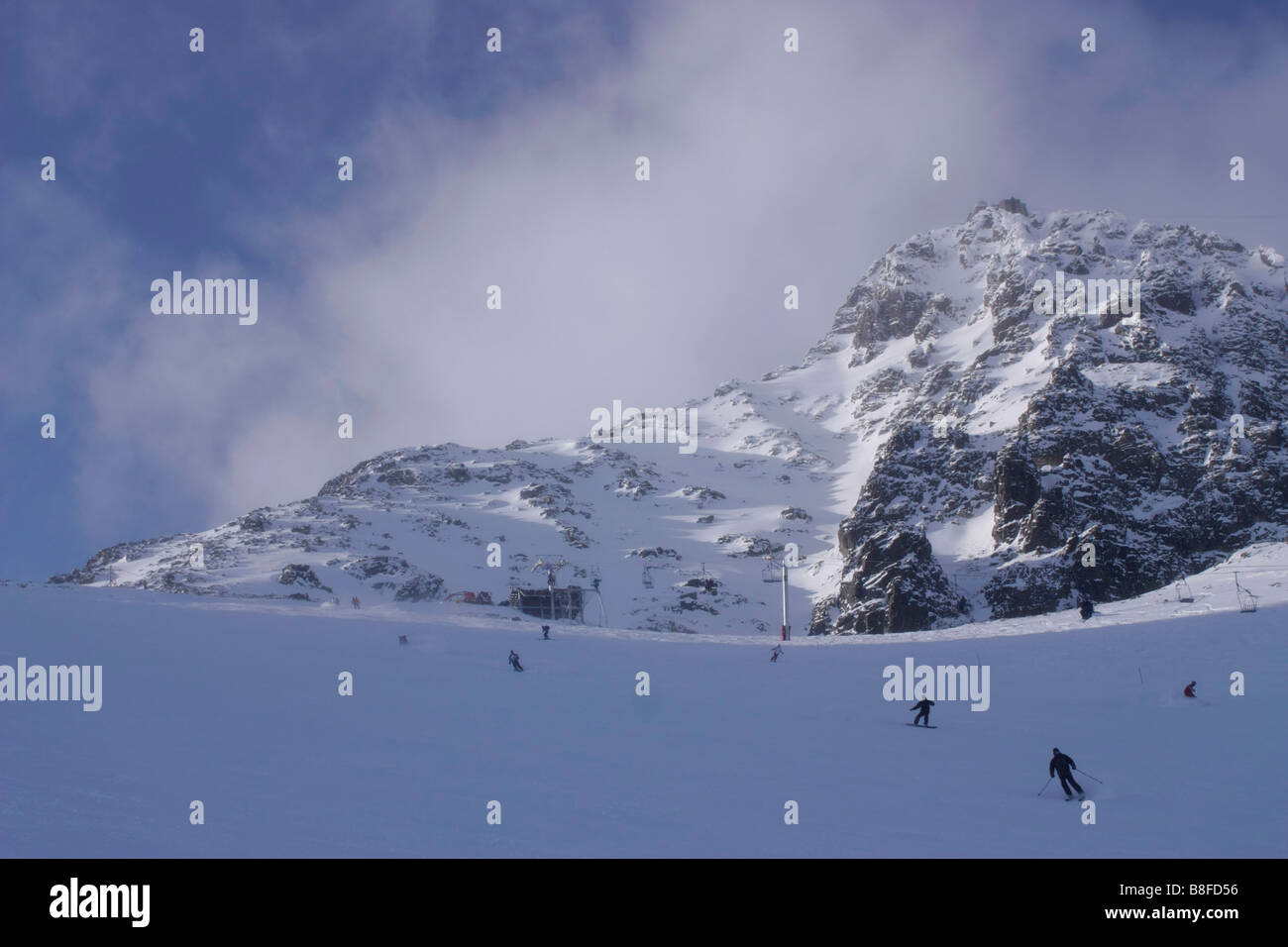 Skiing people High Tatras Skalnate pleso, Slovakia Stock Photo