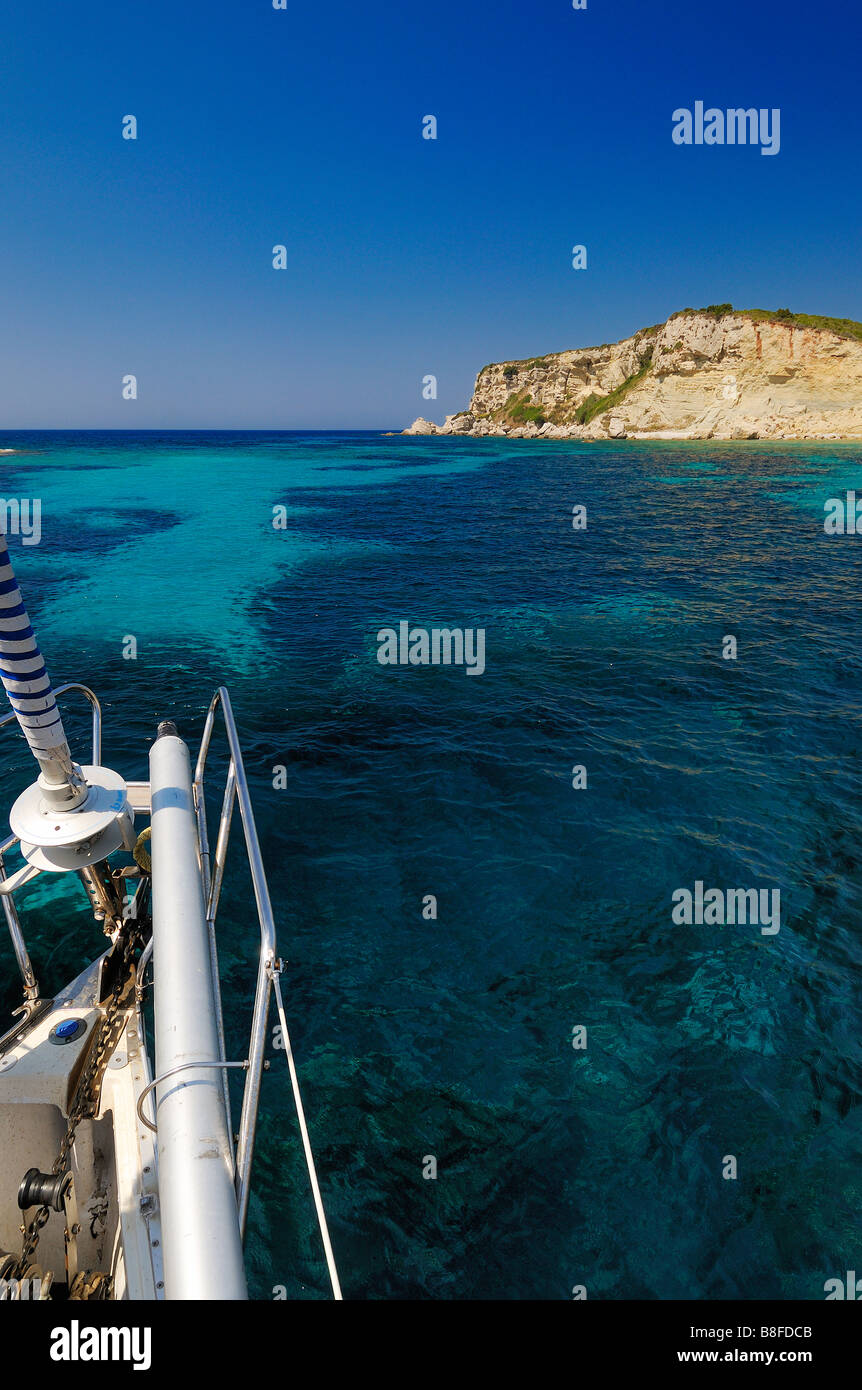 sailing boat at diaplo island, greece Stock Photo