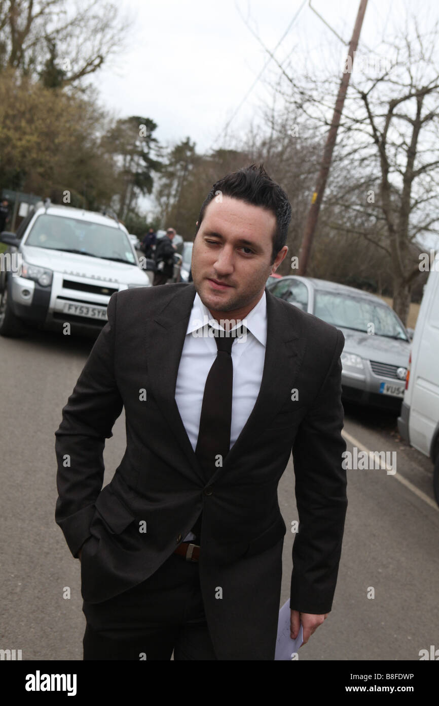 anthony costa ex blue boy band member arrives at jade goody's wedding to  jack tweedy in downs hall country hotel, hatfield heath Stock Photo - Alamy