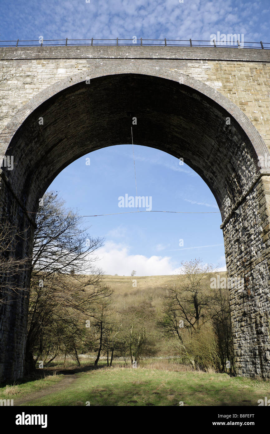 Monsal Head viaduct in Monsal Dale, Derbyshire UK Disused railway bridge arch listed building Stock Photo