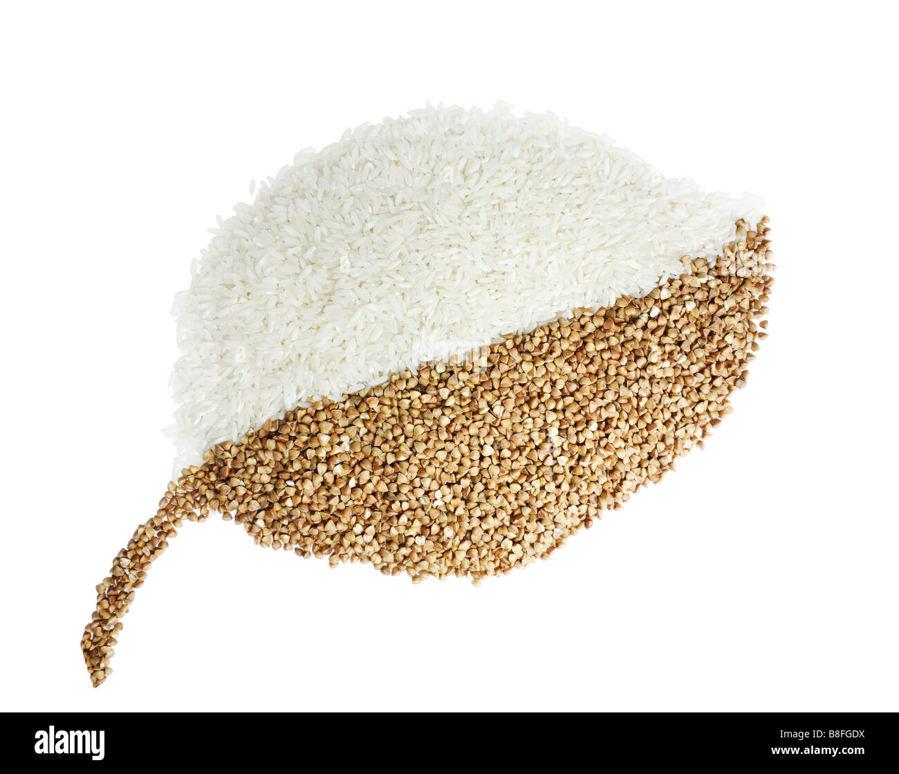 Rice and buckwheat in the form of leaf Stock Photo Alamy