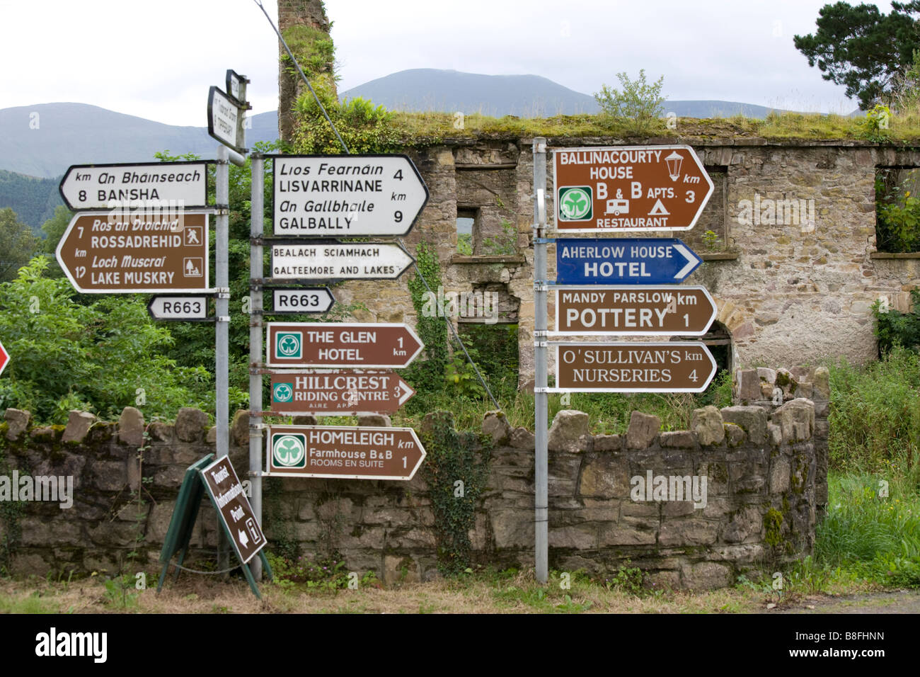 Irish Road Signs in The Glen of Aherlow, County Tipperary, Ireland
