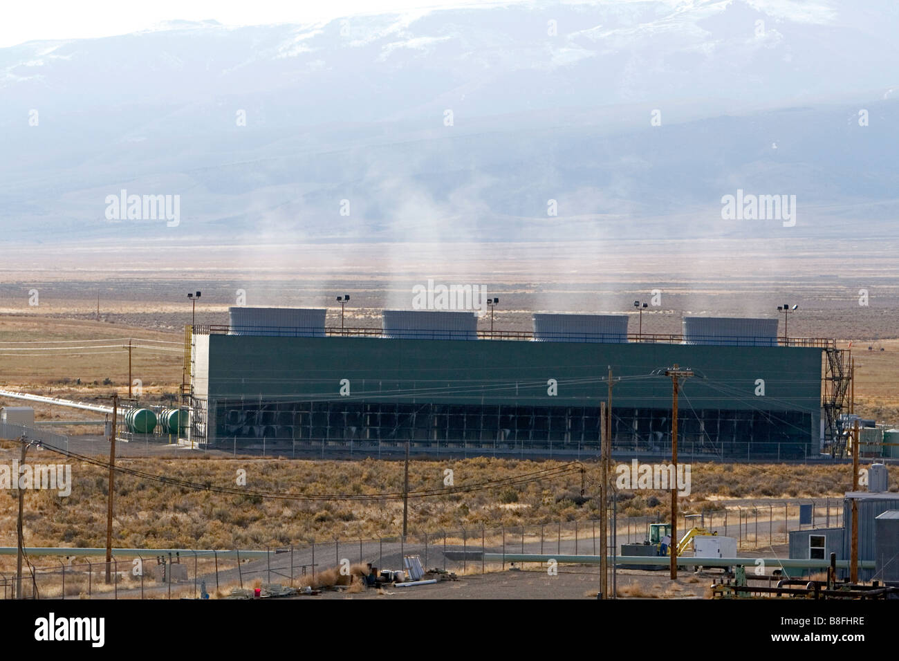 Geothermal power plant cooling towers in Malta Idaho USA Stock Photo ...