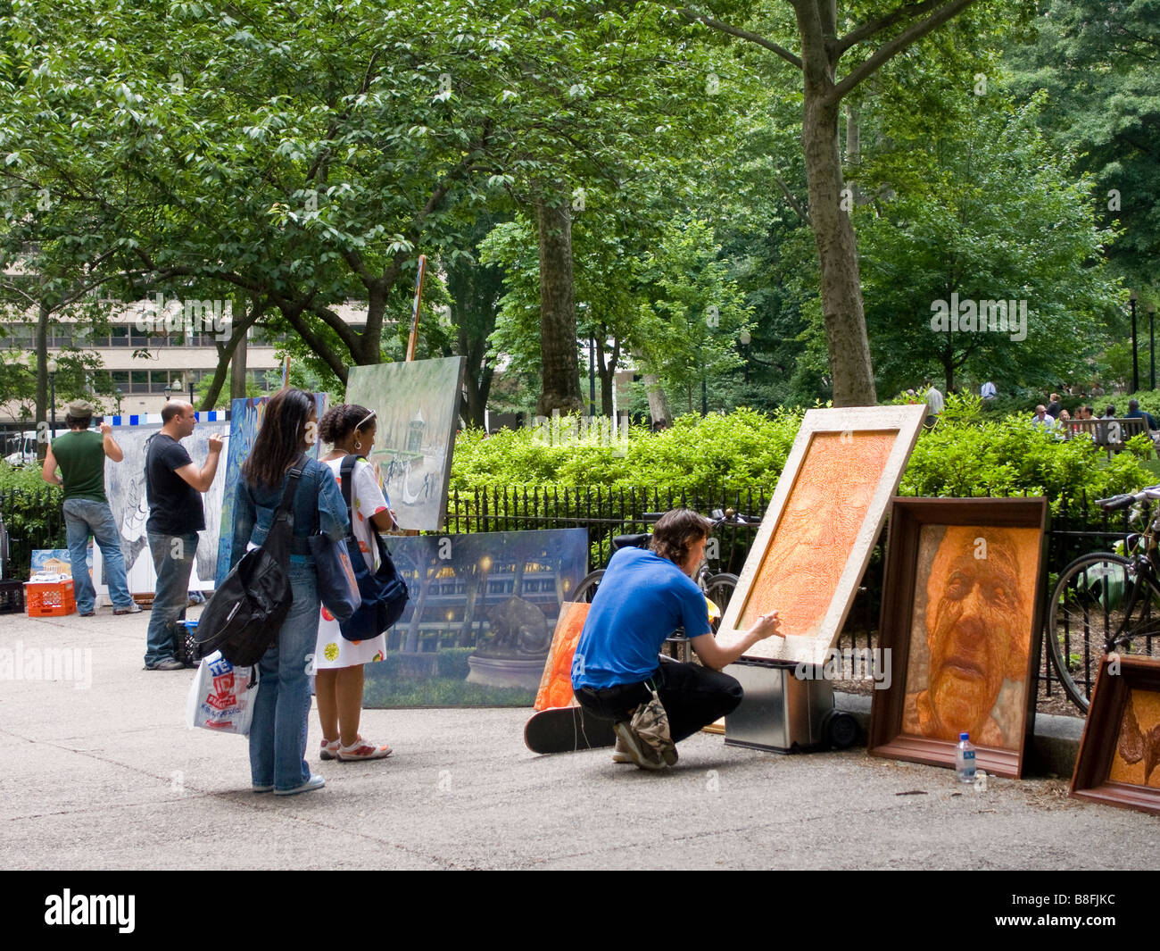 Artists in Rittenhouse Square, Philadelphia, Pennsylvania Stock Photo