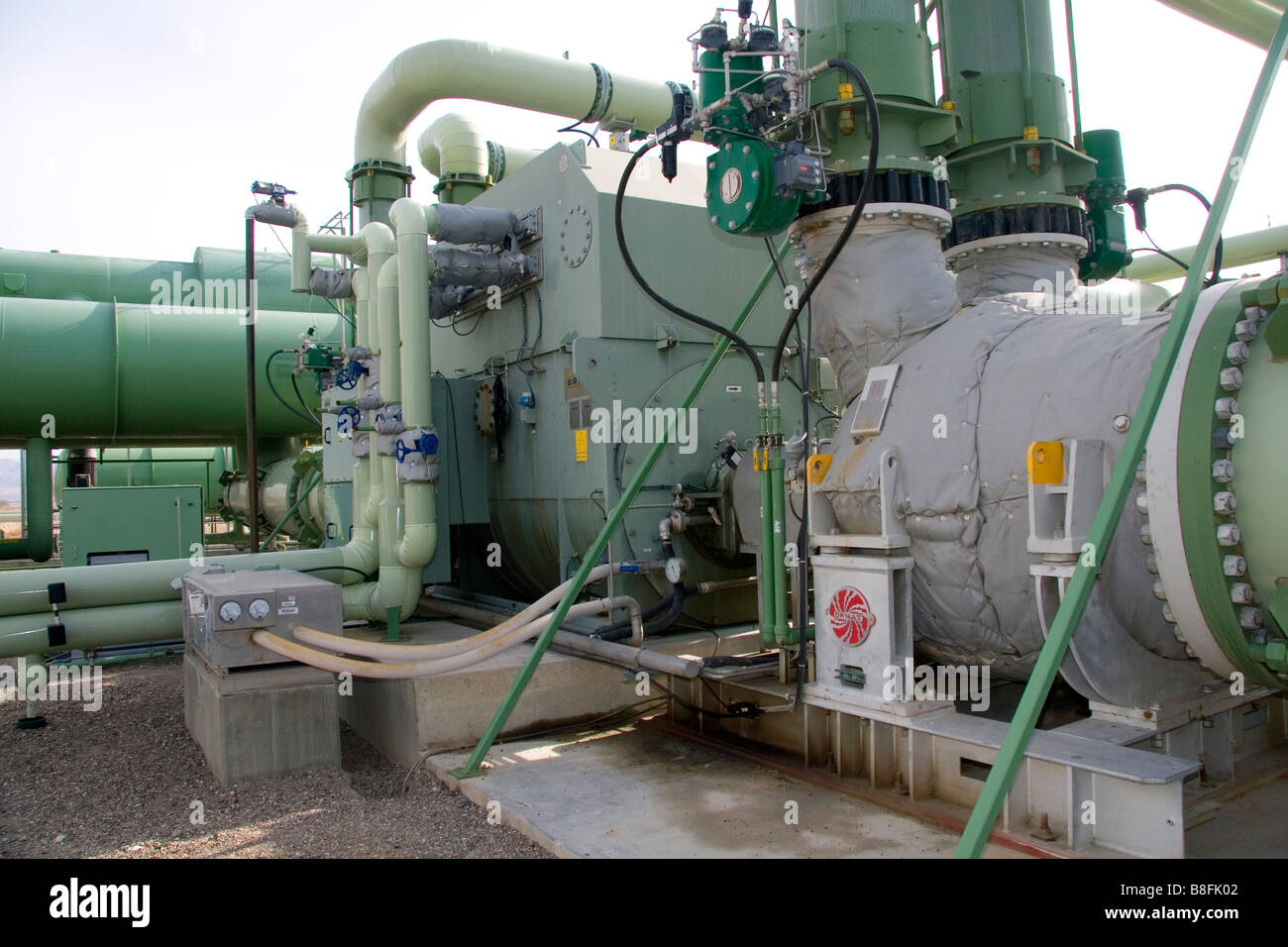 The workings of a geothermal power plant in Malta Idaho USA Stock Photo