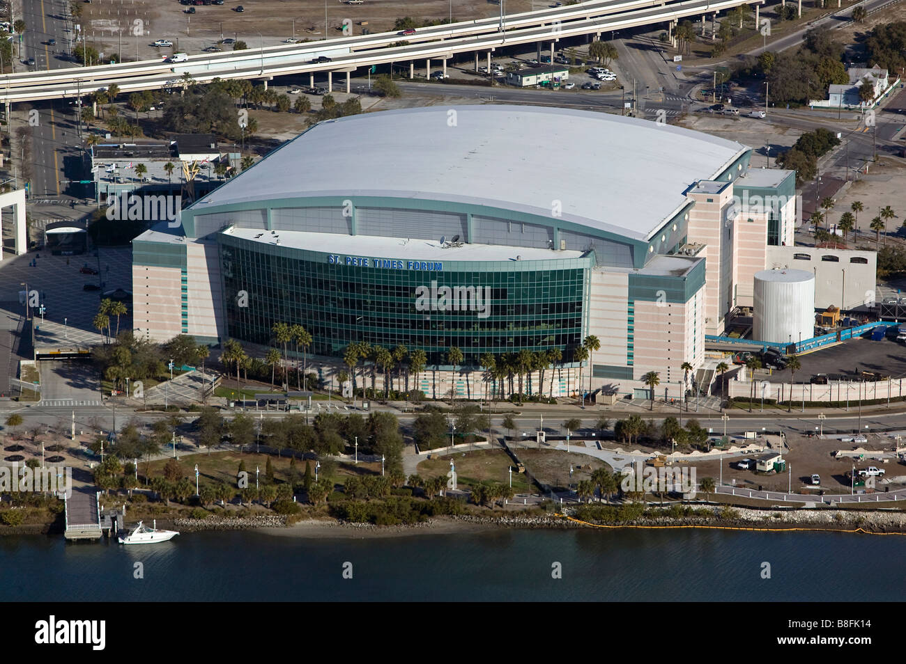 aerial view above the St Pete Forum Tampa Florida Stock Photo