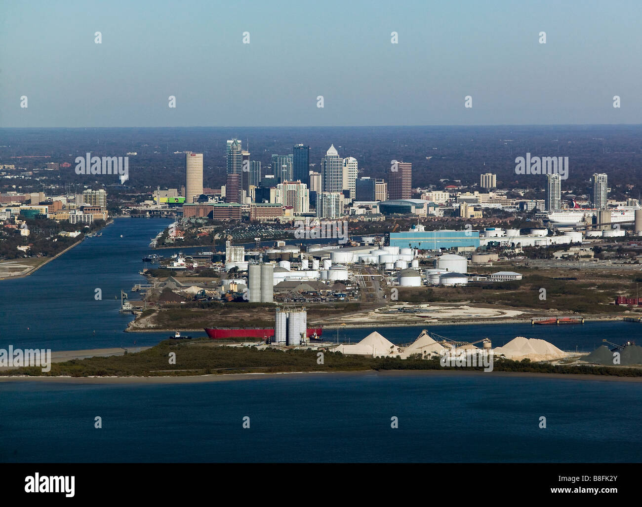 aerial view above Tampa Florida bay port downtown bay Gulf coast Stock Photo