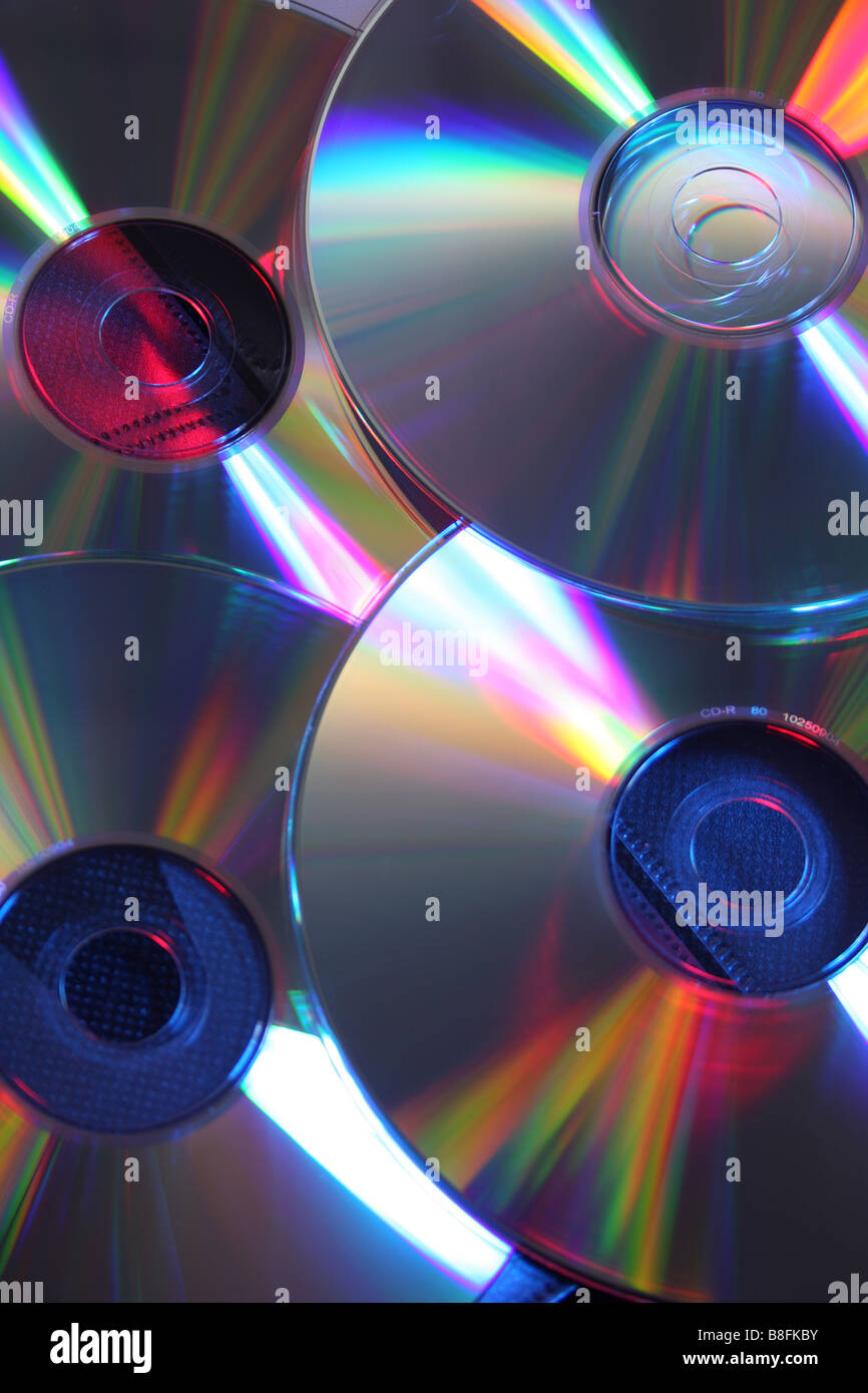 close up of 4 CDs Stock Photo
