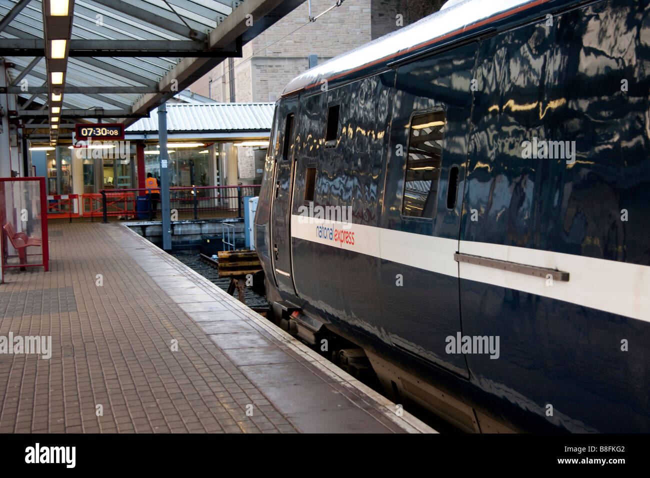 National Express Train waiting to depart from Bradford Forster Square
