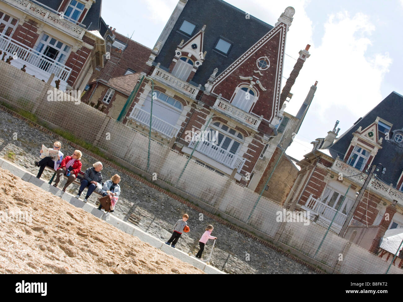 Houlgate Beach And Typical House In Normandy Houlgate City