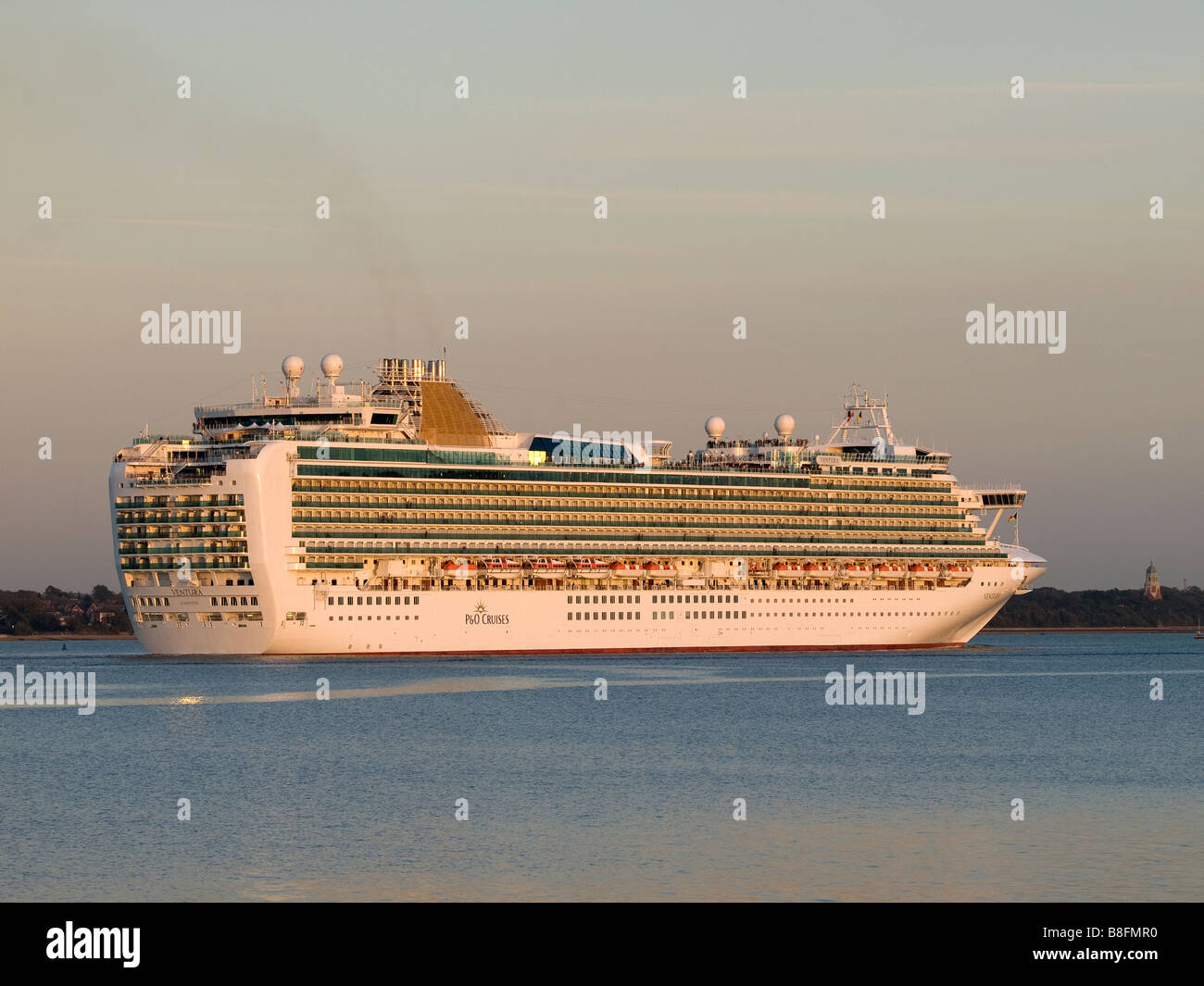 P&O cruise ship Ventura leaving Southampton UK late afternoon. Stock Photo