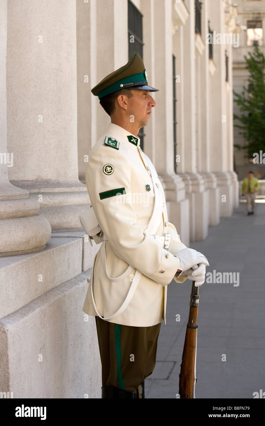 Guard at La Moneda Santiago Chile Stock Photo