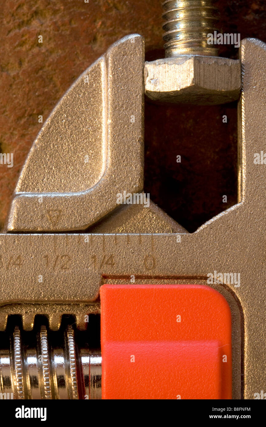 An adjustable wrench holding a bolt Stock Photo Alamy