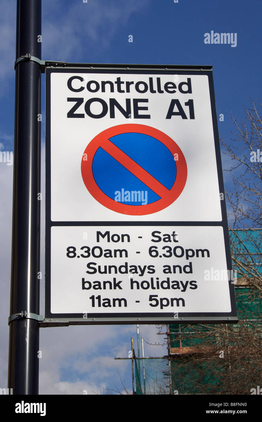 Controlled Zone A1 sign in Richmond, London. Stock Photo