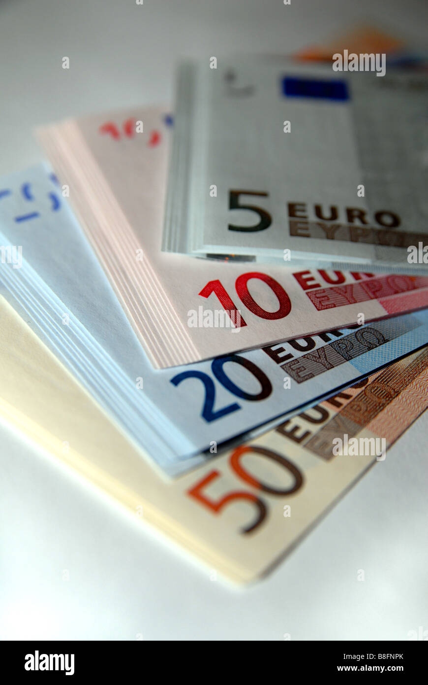 A stack of Euro bank notes / currency / money / cash Stock Photo
