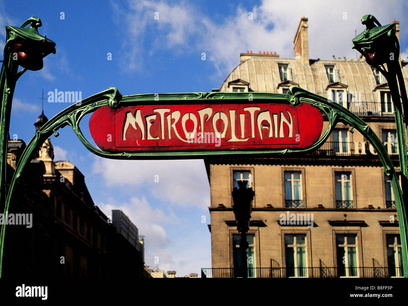 Paris Art Nouveau, Belle Epoque. Metropolitan subway station sign. Stock Photo