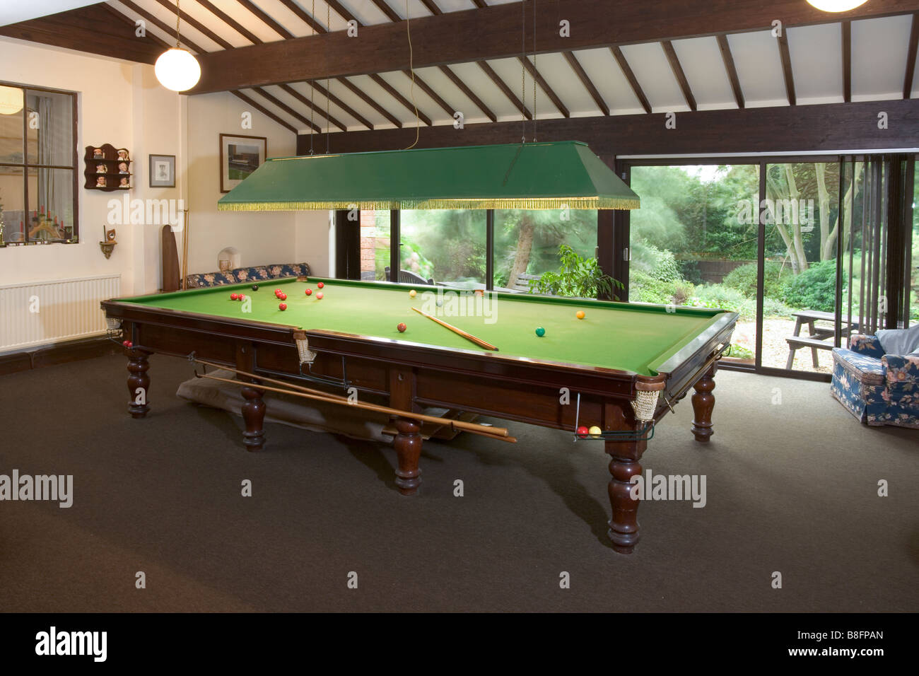 UK. A large private games room, snooker table Stock Photo Alamy
