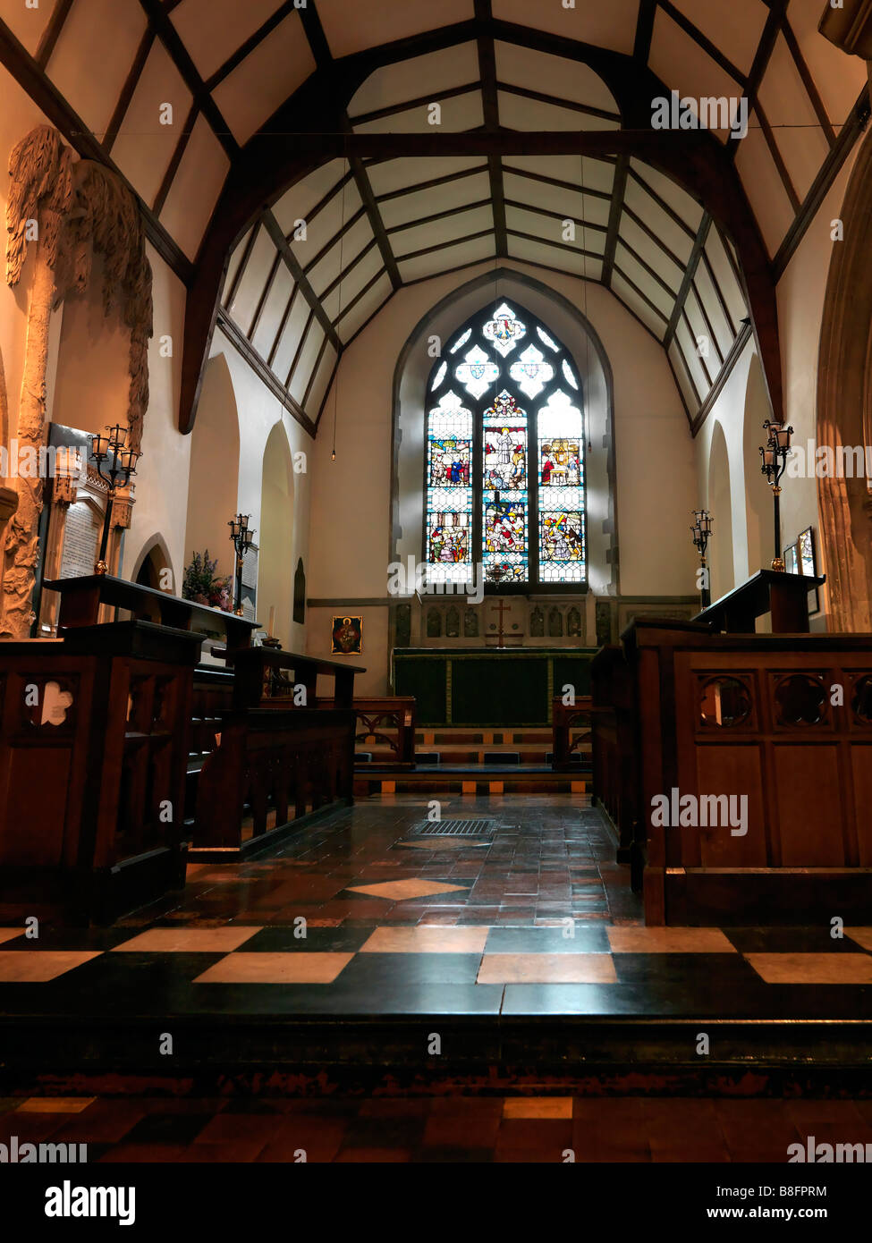Interior St Nicolas Church Great Bookham Surrey Stock Photo Alamy