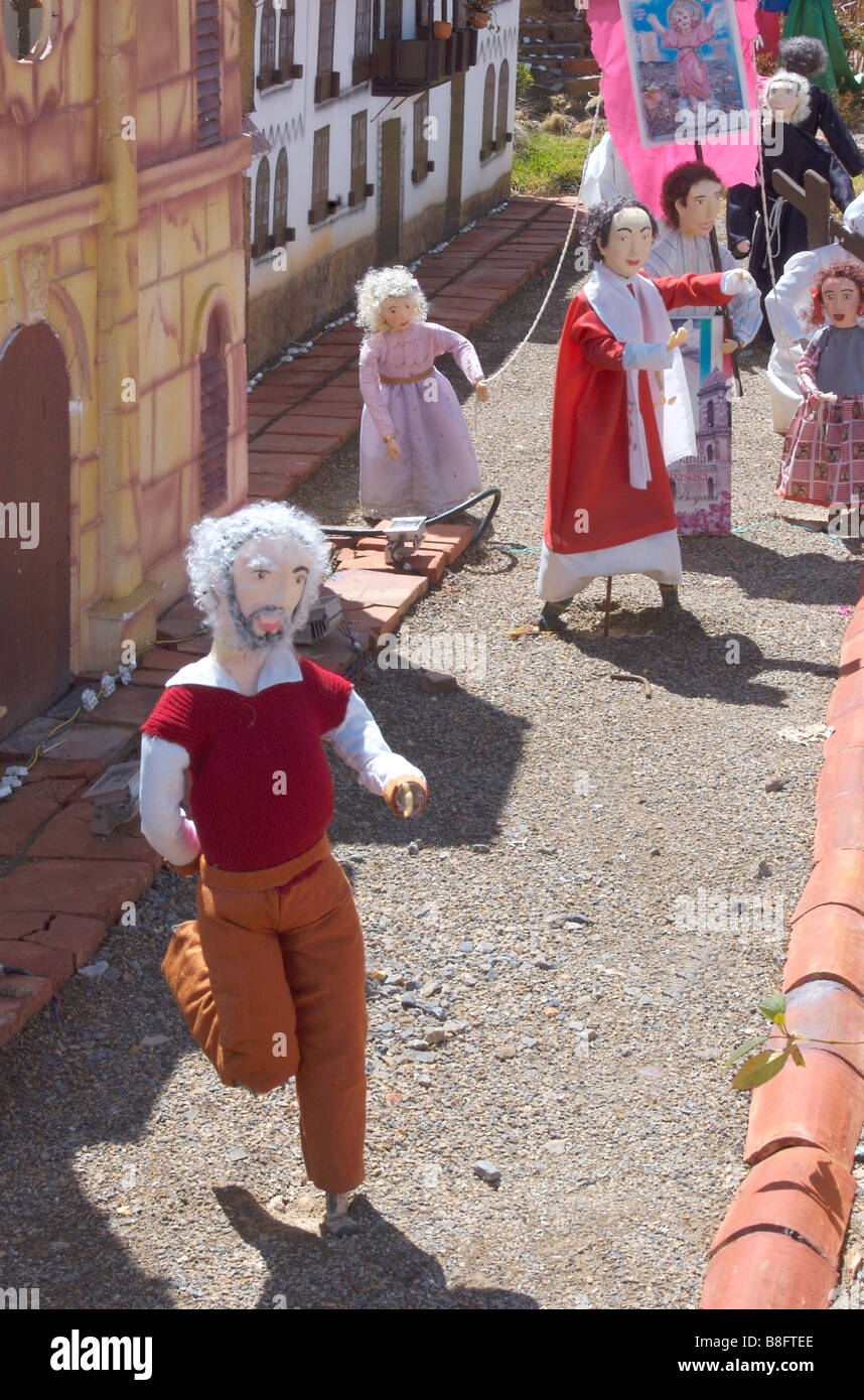 Colombia folk art set up in the main plaze in the town of Tibasosa, Colombia Stock Photo