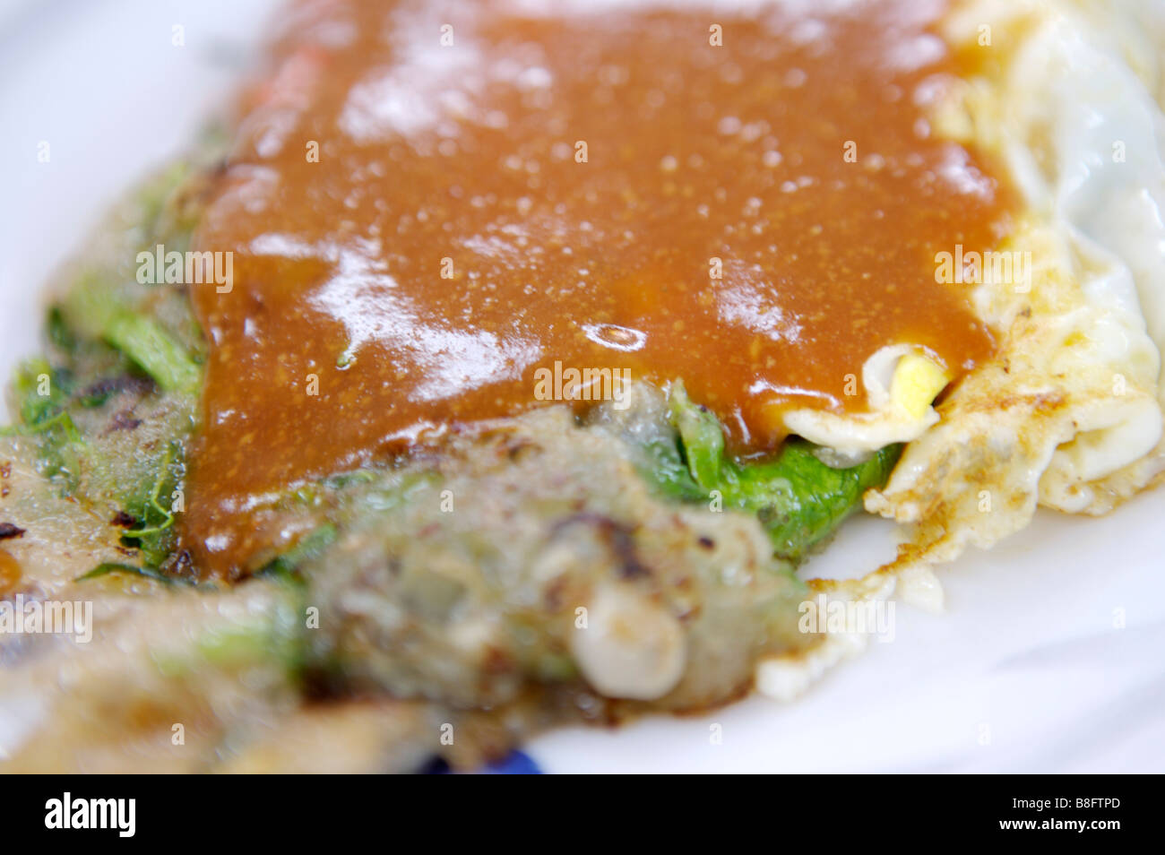 Close up of oyster omelet Stock Photo