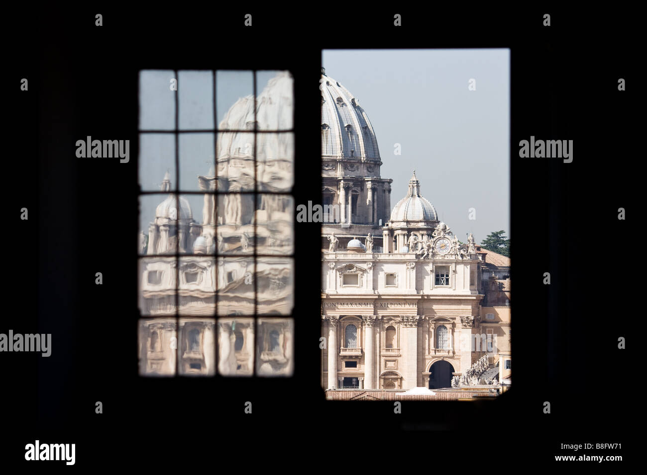 St. Peter's Basilica as viewed from the Castel Sant Angelo Stock Photo