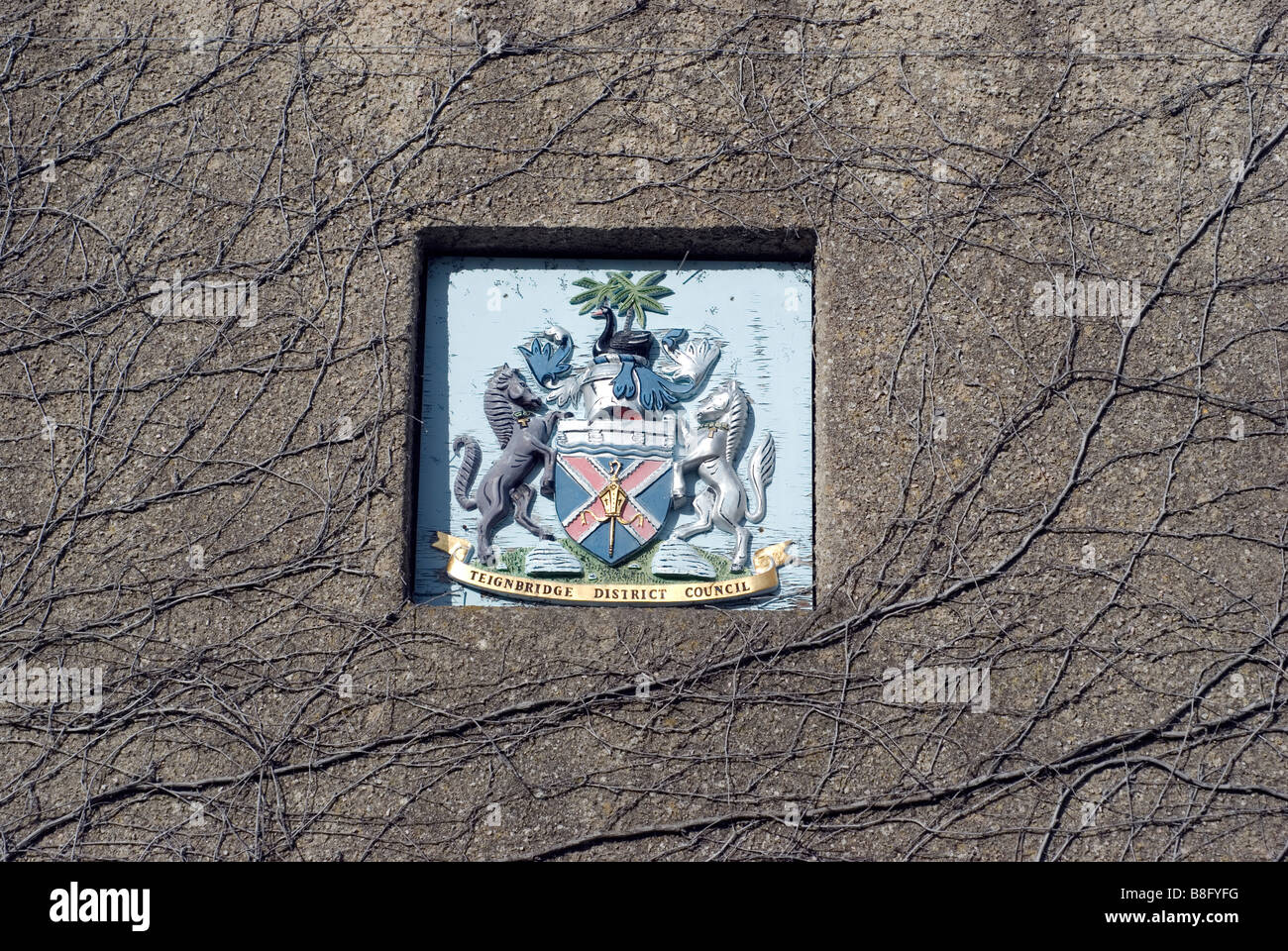 Teignbridge district council crest at forde house newton abbot Stock