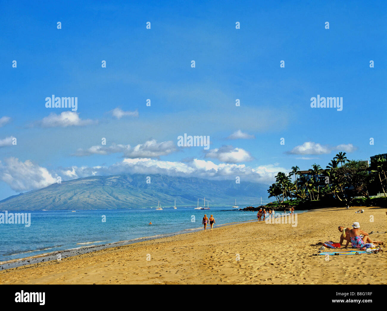 1990 Kihei beach Maui Hawaii USA Stock Photo