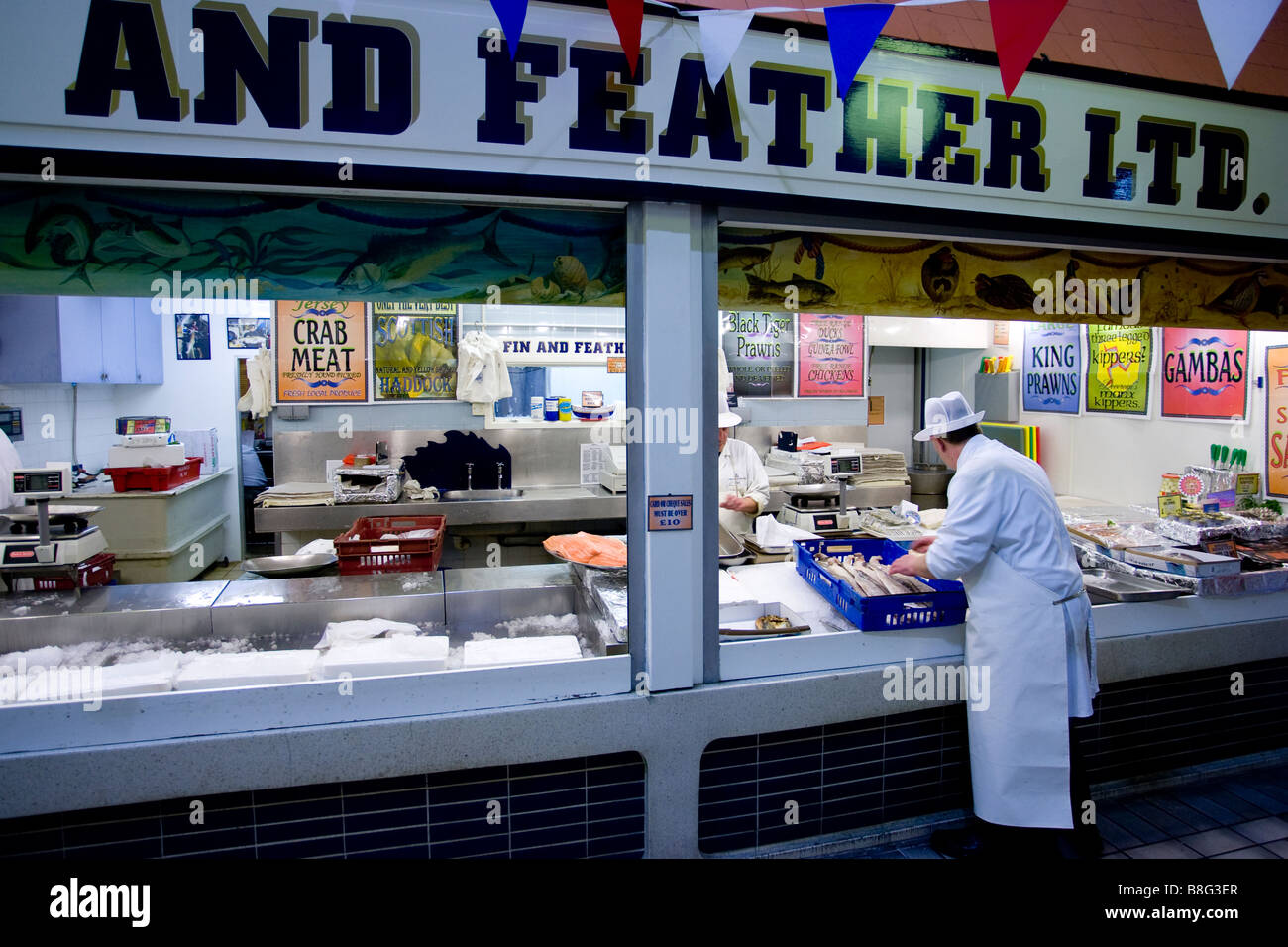 Fishmonger at Fish Market Beresford Street St Helier Jersey Channel