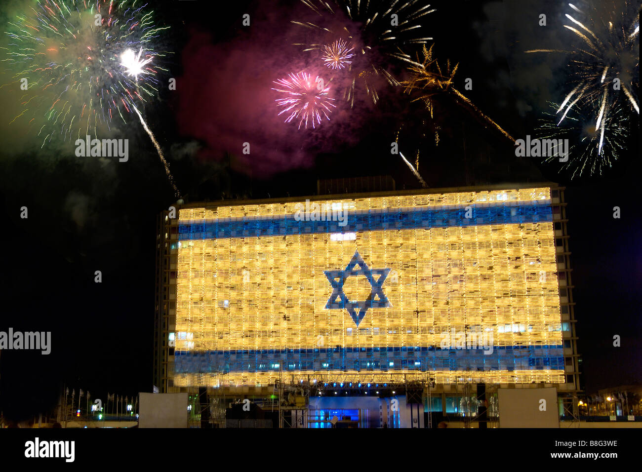 Independence Day Israel Tel Aviv municipalty building Stock Photo
