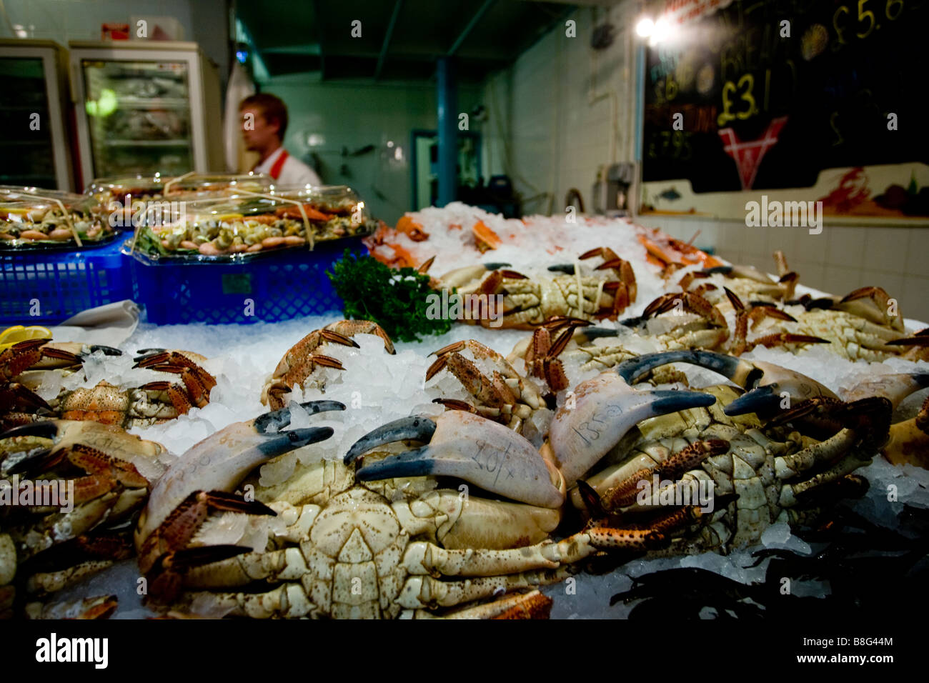 Fishmonger at Fish Market Beresford Street St Helier Jersey Channel